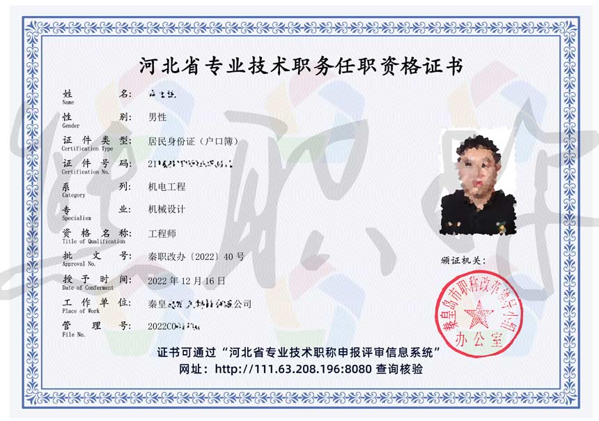 職稱電子證書 河北職稱證書